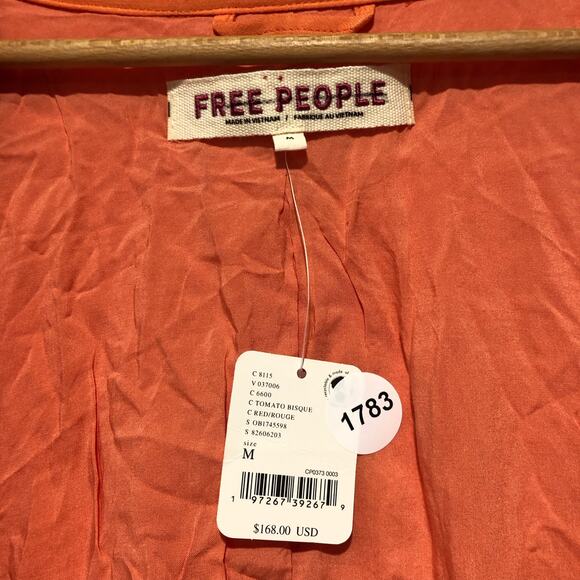 Free People Oversized Viscose Orange Bomber Jacket Size M NWT - Picture 9 of 10